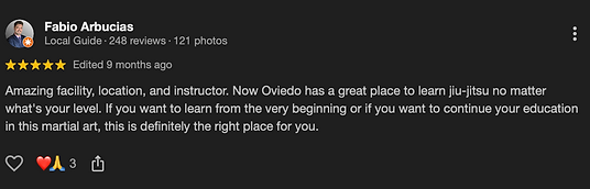 Google review by Fabio Arbucias