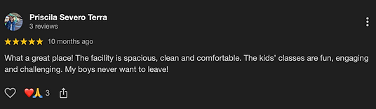 Google review by Priscila Severo Terra