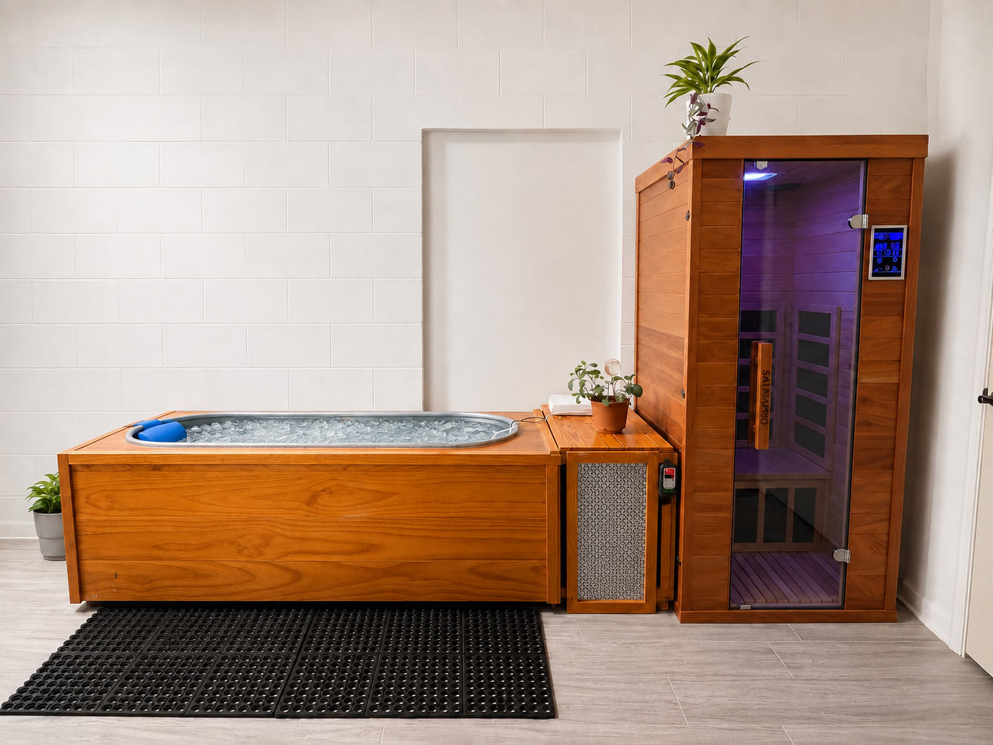 Elementum Jiu Jitsu Oviedo recovery room with cold plunge ice bath and infrared sauna